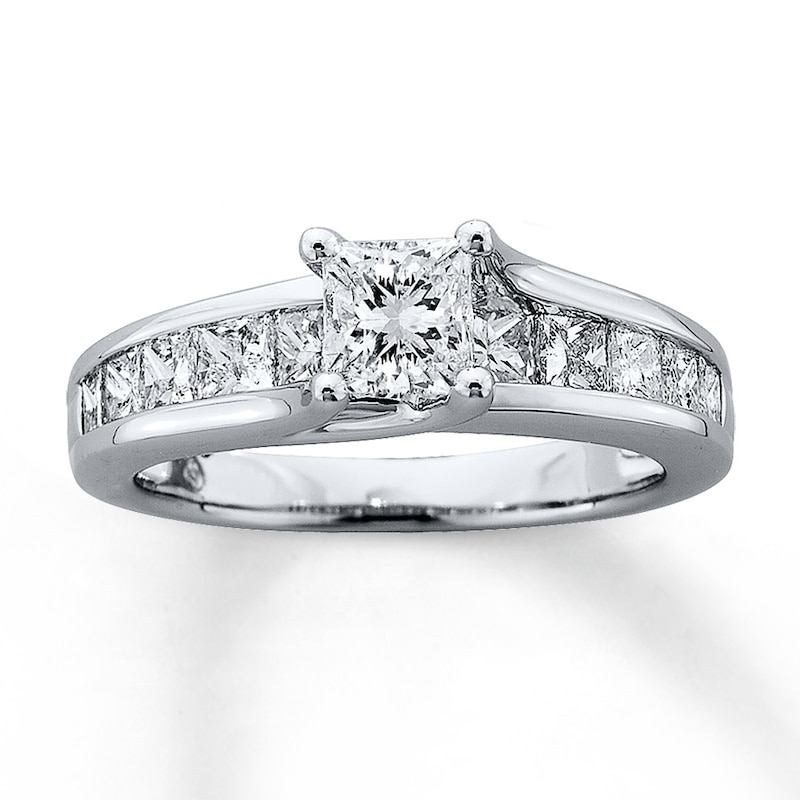 Previously Owned Engagement Ring 2 ct tw Princess-cut Diamonds 14K White Gold