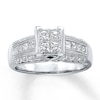 Thumbnail Image 0 of Previously Owned Engagmenet Ring 1 ct tw Princess & Round-cut Diamonds 14K White Gold