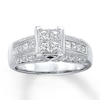 Thumbnail Image 1 of Previously Owned Engagement Ring 1 ct tw Princess & Round-cut Diamonds 14K White Gold