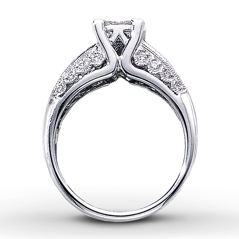 Main Image 2 of Previously Owned Engagement Ring 1 ct tw Princess & Round-cut Diamonds 14K White Gold