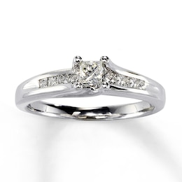 Previously Owned Engagement Ring 1/2 ct tw Princess-cut Diamonds 14K White Gold