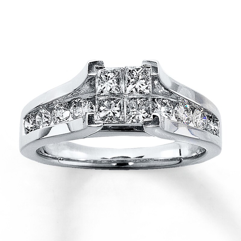Main Image 1 of Previously Owned Diamond Engagement Ring 1-1/5 ct tw Princess & Round-cut 14K White Gold