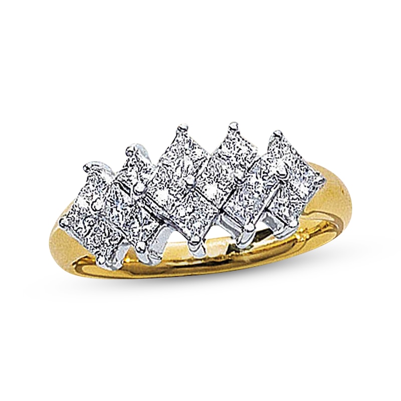 Main Image 1 of Previously Owned Diamond Anniversary Band 1 ct wt Princess-Cut 14K Two-Tone Gold