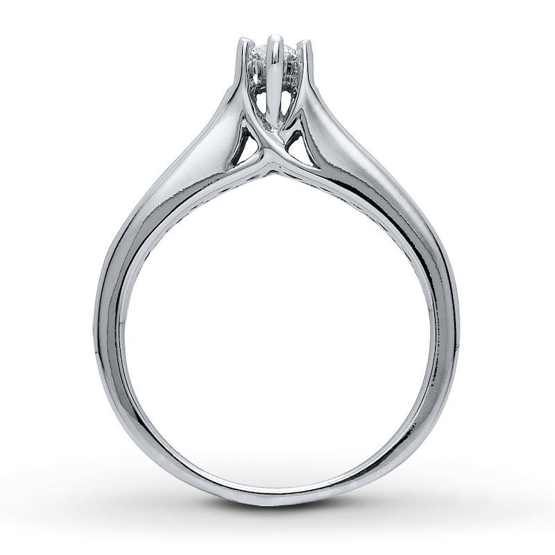 Main Image 2 of Previously Owned Enagement Ring 5/8 ct tw Marquise & Round-cut Diamonds 14K White Gold