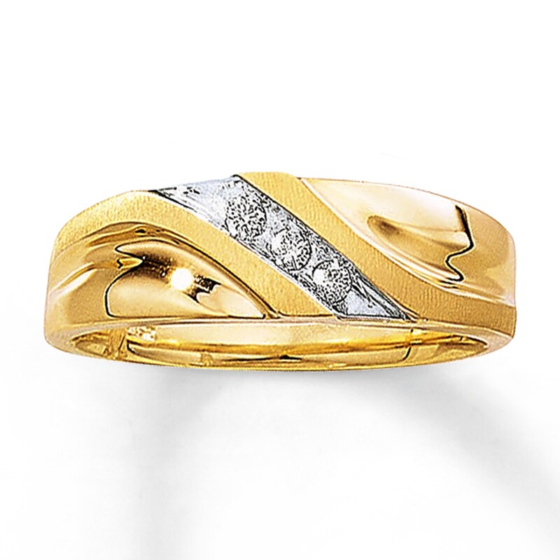 Main Image 1 of Previously Owned Men's Diamond Wedding Band 1/10 ct tw Round-cut 10K Yellow Gold