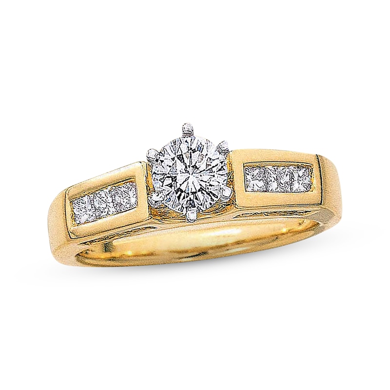 Main Image 1 of Previously Owned Engagement Ring 1-1/8 ct tw Round-cut Diamonds 14K Yellow Gold