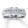 Thumbnail Image 1 of Previously Owned Men's Diamond Wedding Band 1/2 ct tw Round-cut Diamonds 14K White Gold