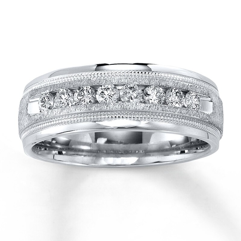 Main Image 1 of Previously Owned Men's Diamond Wedding Band 1/2 ct tw Round-cut Diamonds 14K White Gold