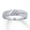 Thumbnail Image 1 of Previously Owned Men's Diamond Wedding Band 1/20 ct tw Round-cut 10K White Gold