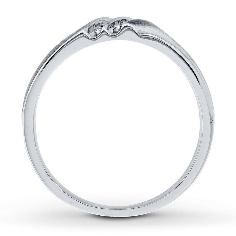 Main Image 2 of Previously Owned Men's Diamond Wedding Band 1/20 ct tw Round-cut 10K White Gold