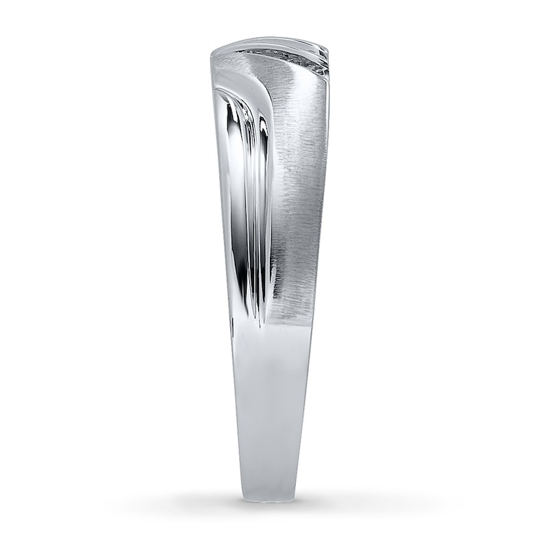 Main Image 3 of Previously Owned Men's Diamond Wedding Band 1/20 ct tw Round-cut 10K White Gold