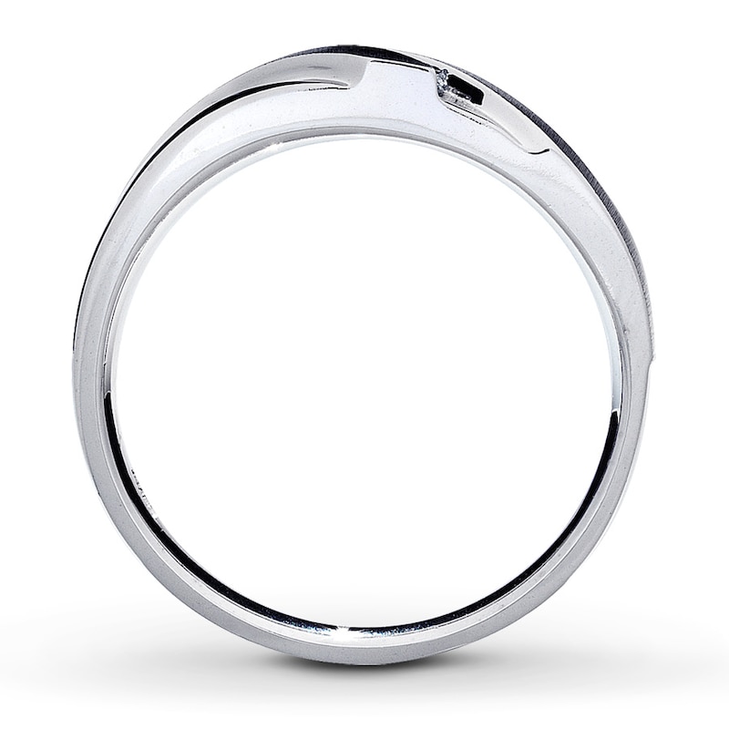 Main Image 2 of Previously Owned Men's Wedding Band 1/10 ct tw Round-cut Diamonds 10K White Gold