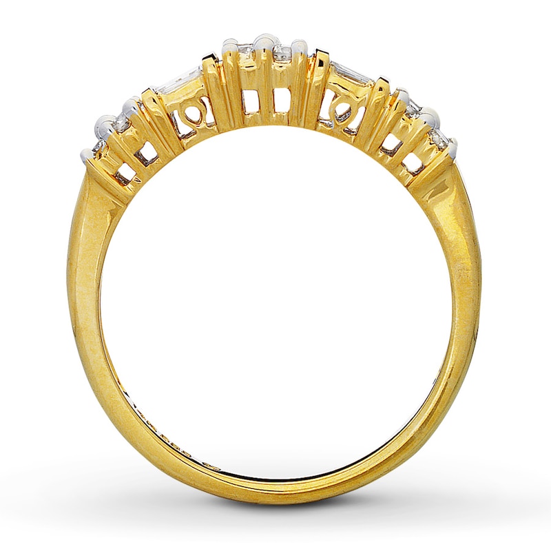 Main Image 2 of Previously Owned Anniversary Ring 1/2 ct tw Round & Baguette-cut Diamonds 14K Yellow Gold