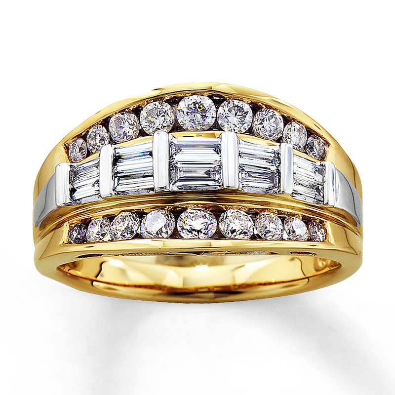 Main Image 1 of Previously Owned Anniversary Ring 1 ct tw Baguette & Round-cut Diamonds 14K Two-Tone Gold
