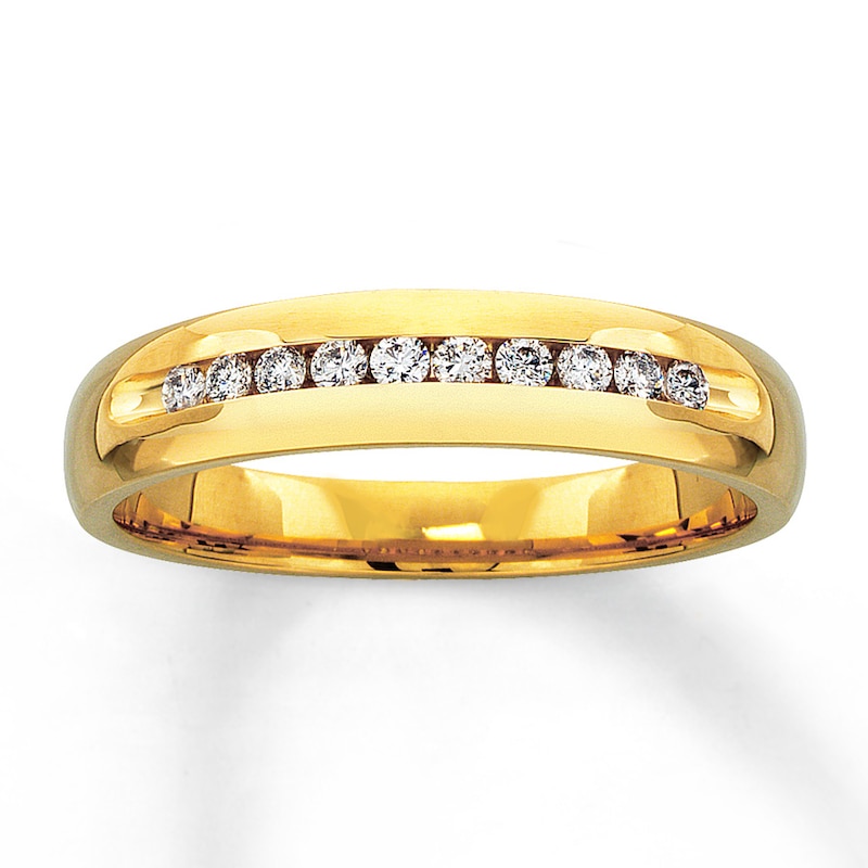 Previously Owned Men's Wedding Band 1/4 ct tw Round-cut Diamonds 14K Yellow Gold