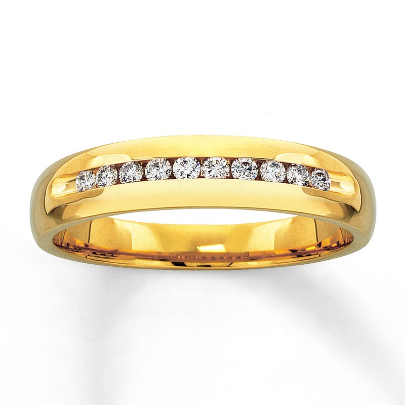 Main Image 1 of Previously Owned Men's Wedding Band 1/4 ct tw Round-cut Diamonds 14K Yellow Gold