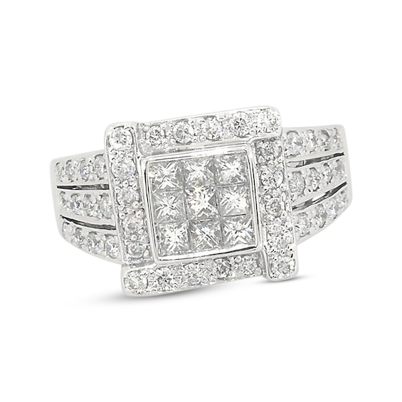 Previously Owned Diamond Ring 1 ct tw Princess & Round-Cut 14K White Gold