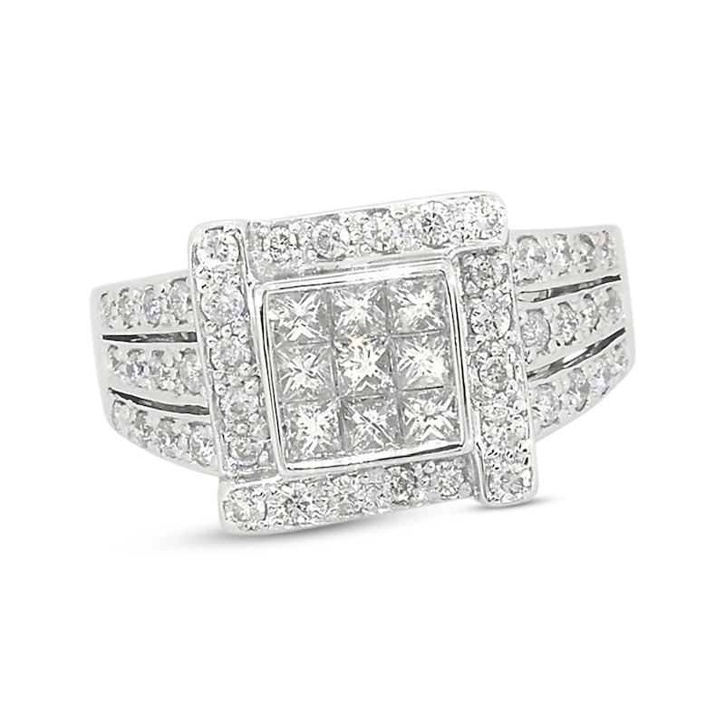 Main Image 1 of Previously Owned Diamond Ring 1 ct tw Princess & Round-Cut 14K White Gold