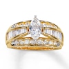 Thumbnail Image 0 of Previously Owned Ring 1-1/2 ct tw Marquise, Baguette & Round-cut Diamonds 14K Yellow Gold