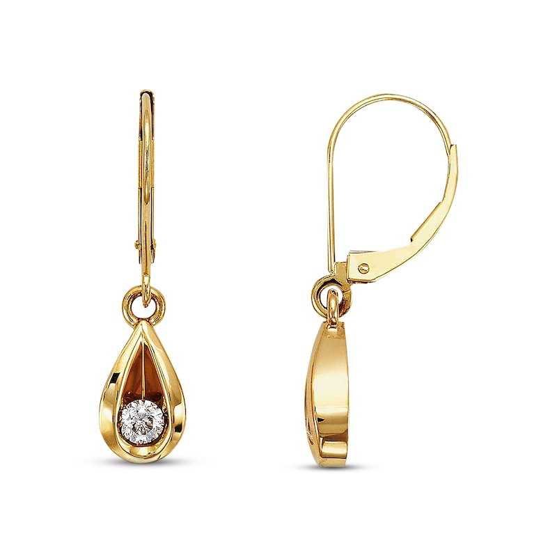Main Image 1 of Previously Owned Teardrop Earrings 1/4 ct tw Diamonds 14K Yellow Gold