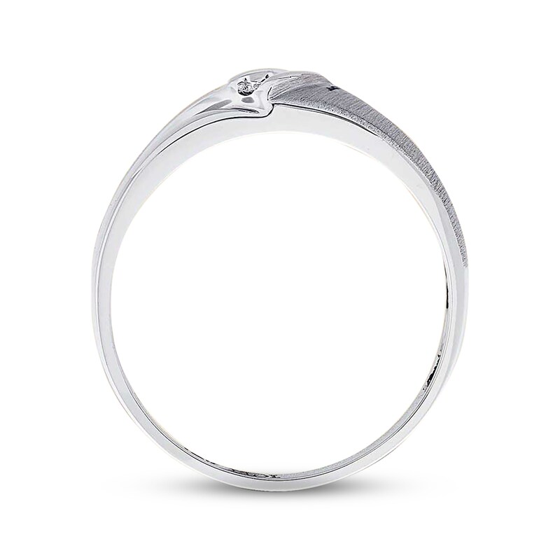 Main Image 2 of Previously Owned Men's Diamond Wedding Band 1/15 ct tw Round-cut 10K White Gold