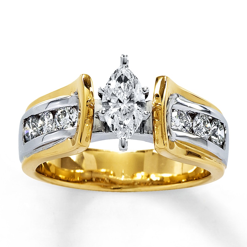 Main Image 1 of Previously Owned Diamond Engagement Ring 1 ct tw Marquise-cut 14K Two-Tone Gold