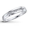 Thumbnail Image 1 of Previously Owned Men's Diamond Wedding Band 1/10 ct tw Round-cut 10K White Gold