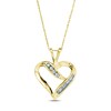 Thumbnail Image 1 of Previously Owned Diamond Heart Necklace 1/4 ct tw Round & Baguette-cut 10K Yellow Gold