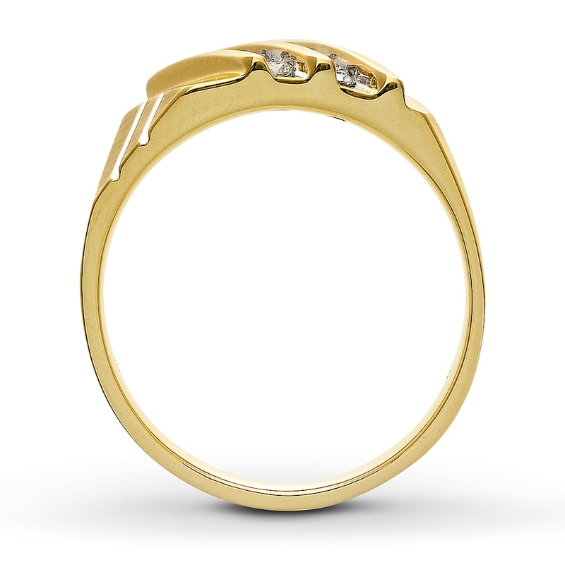 Main Image 2 of Previously Owned Men's Wedding Band 1/4 ct tw Round-cut Diamonds 14K Yellow Gold
