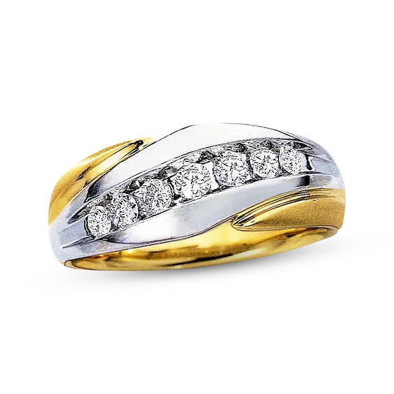 Previously Owned Men's Diamond Wedding Band 1/2 ct tw Round-cut 14K Two-Tone Gold Size 10.25