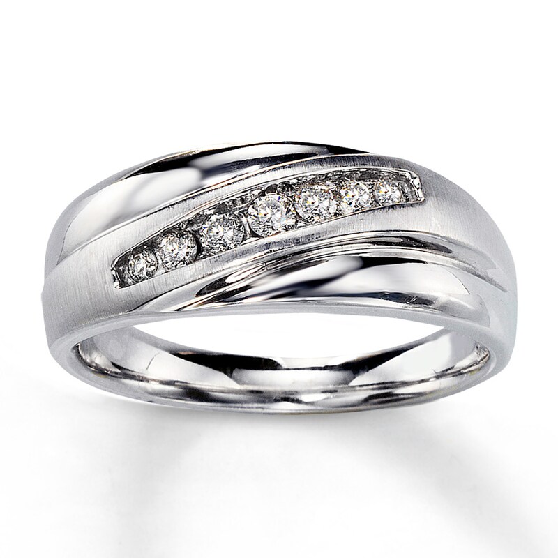Main Image 1 of Previously Owned Men's Round-Cut Diamond Band 1/4 ct tw 14K White Gold