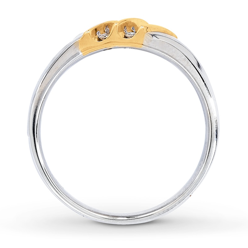 Main Image 2 of Previously Owned Men's Wedding Band 1/6 ct tw Round-cut Diamonds 10K Two-Tone Gold
