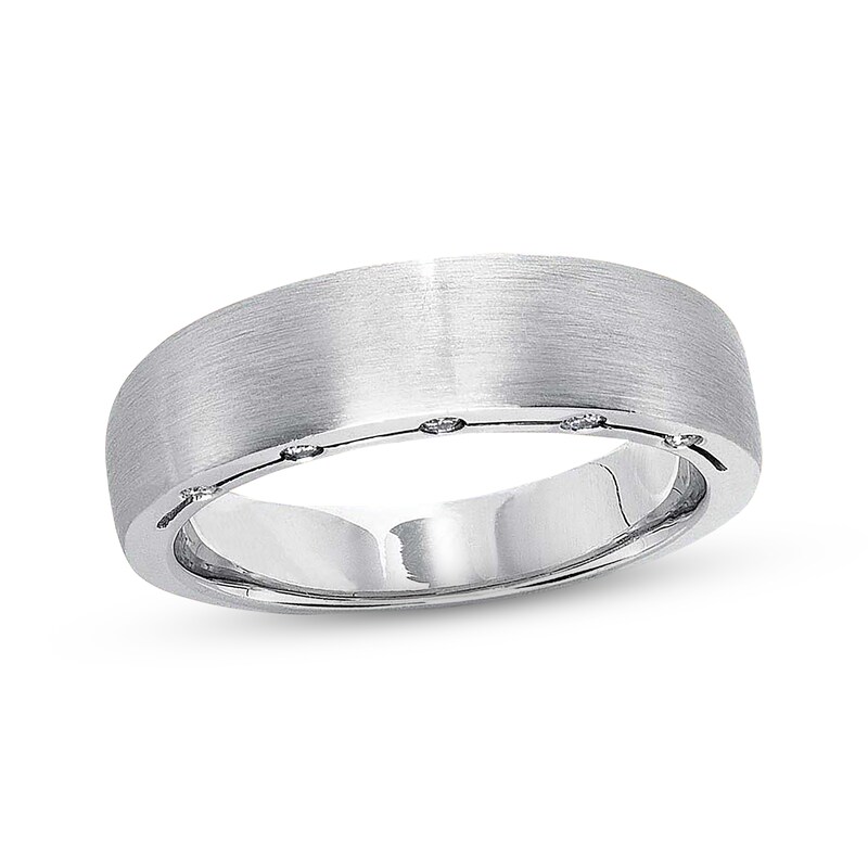 Main Image 1 of Previously Owned Men's Diamond Wedding Band 1/8 ct tw Round-cut 14K White Gold Size 10.25
