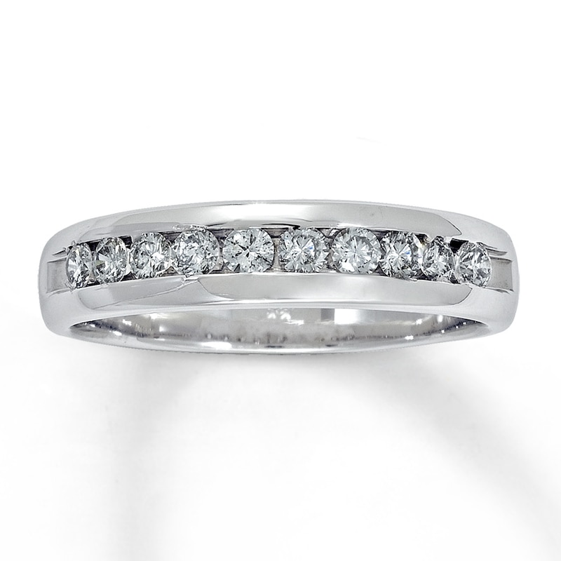 Previously Owned Men's Weddnig Band 1/2 ct tw Round-cut Diamonds 14K White Gold