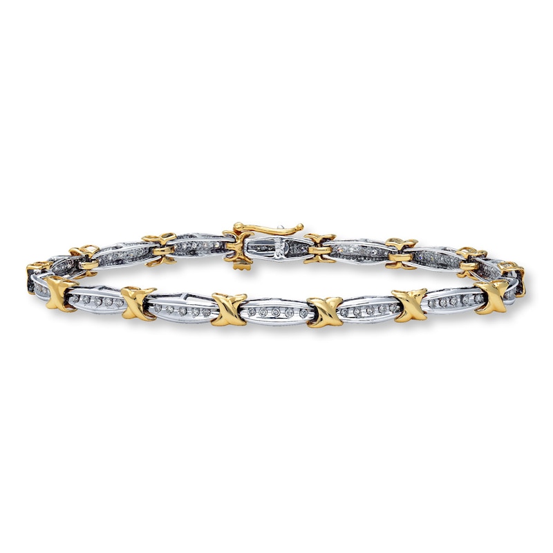 Main Image 1 of Previously Owned Gold-Kissed Bracelet 1/2 ct tw Diamond 10K Two-Tone Gold