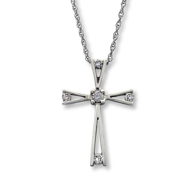 Main Image 1 of Previously Owned Necklace 1/10 ct tw Diamonds 10K White Gold 18"