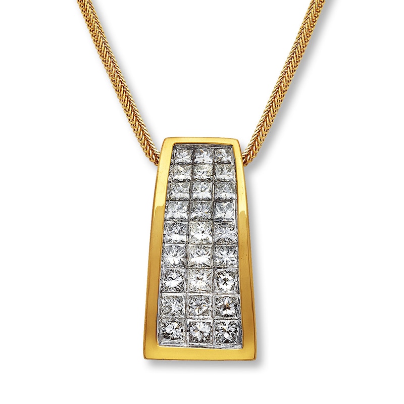 Main Image 1 of Previously Owned Diamond Necklace 1 ct tw Princess-cut 14K Yellow Gold