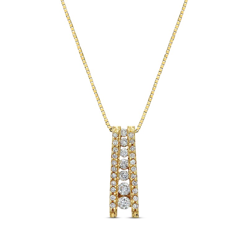 Main Image 1 of Previously Owned Diamond Journey Necklace 1/4 cttw 14K Yellow Gold 18"