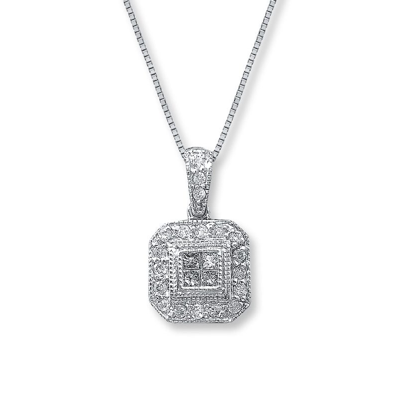 Previously Owned Necklace 1/4 ct tw Diamonds 10K White Gold 18"