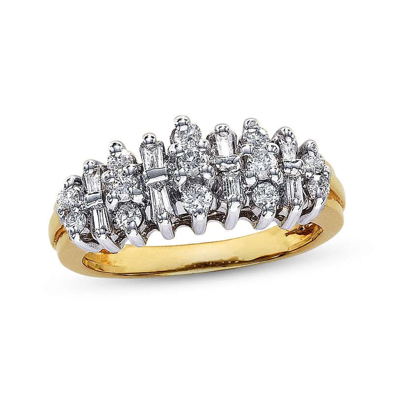 Main Image 1 of Previously Owned Diamond Anniversary Band 1/2 ct tw Baguette & Round-cut 10K Yellow Gold