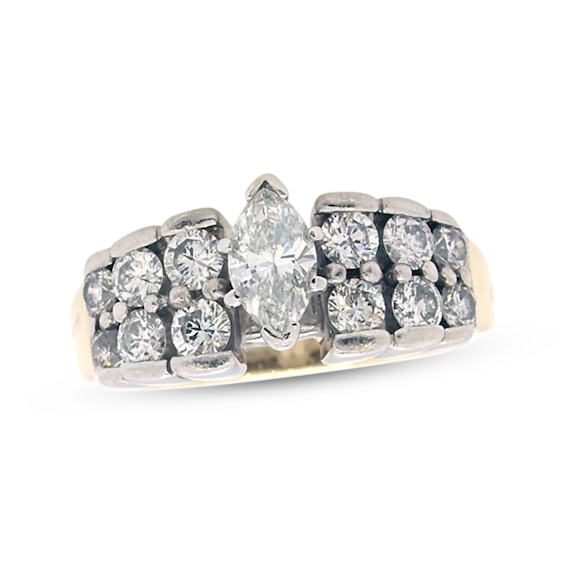 Previously Owned Engagement Ring 1-1/2 ct tw Marquise Diamonds 14K Two-Tone Gold