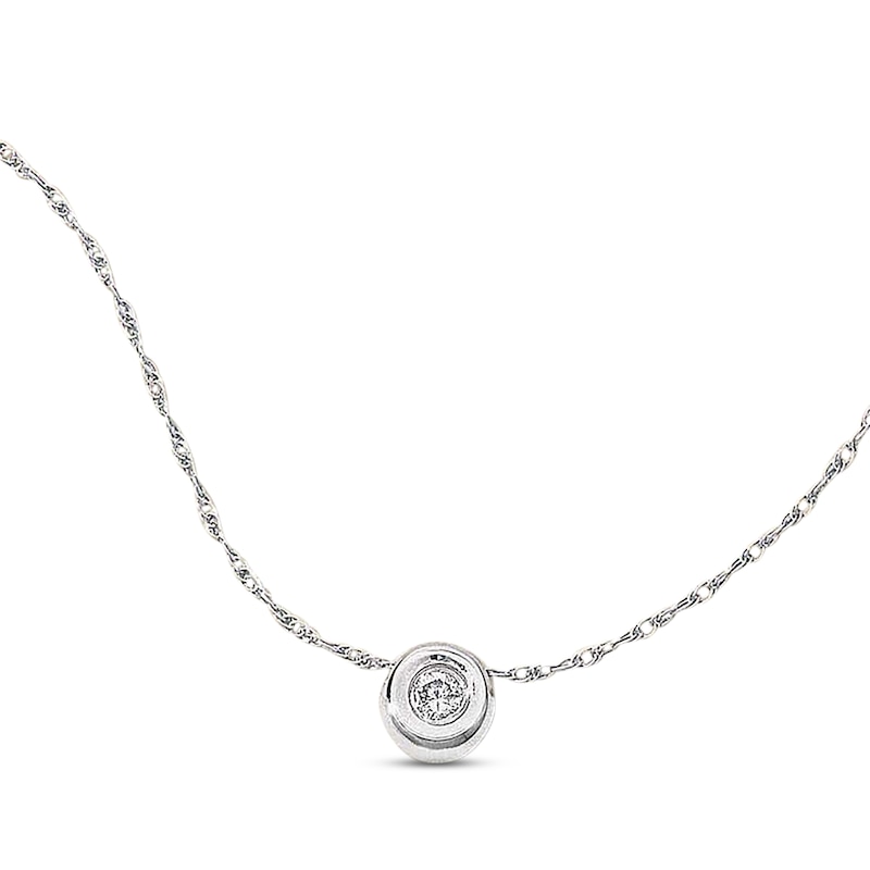 Main Image 1 of Previously Owned Diamond Solitaire Bezel Necklace 1/4 ct tw Round-cut 14K White Gold