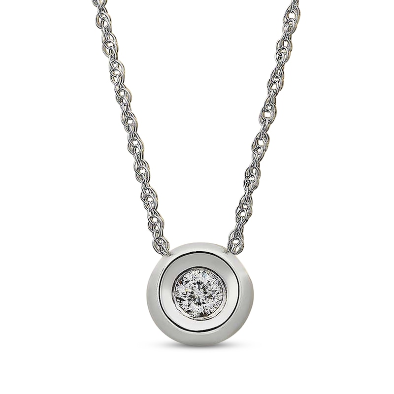 Main Image 1 of Previously Owned Diamond Necklace 1/10 ct tw Round-cut 14K White Gold 18"