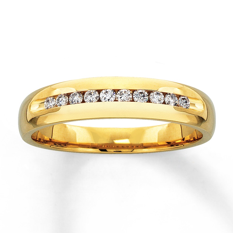 Main Image 1 of Previously Owned Men's Diamond Wedding Band 1/4 ct tw Round-cut 14K Yellow Gold - Size 10.25