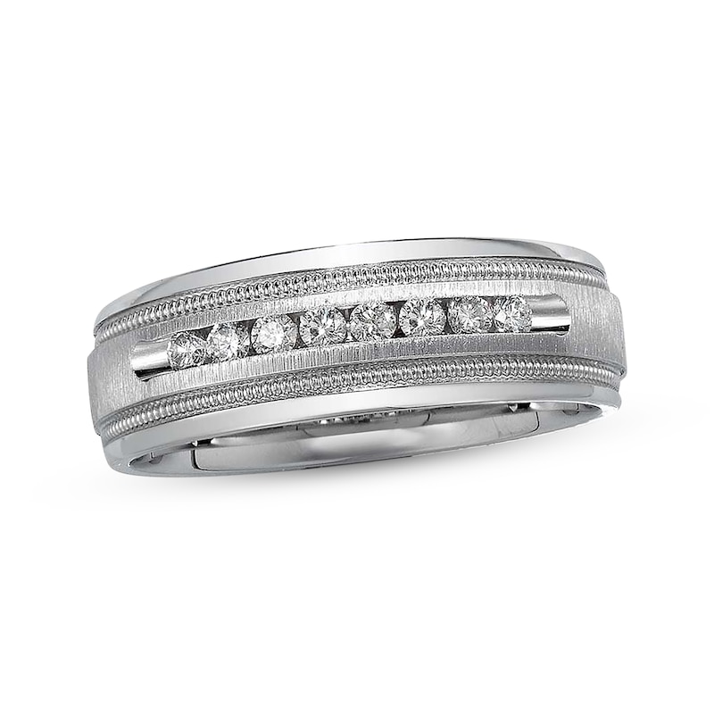 Main Image 1 of Previously Owned Men's Diamond Wedding Band 1/4 ct tw Round-cut 14K White Gold Size 10.25