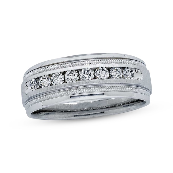 Previously Owned Men's Diamond Wedding Band 1/2 ct tw Round-cut 14K White Gold Size 10.25