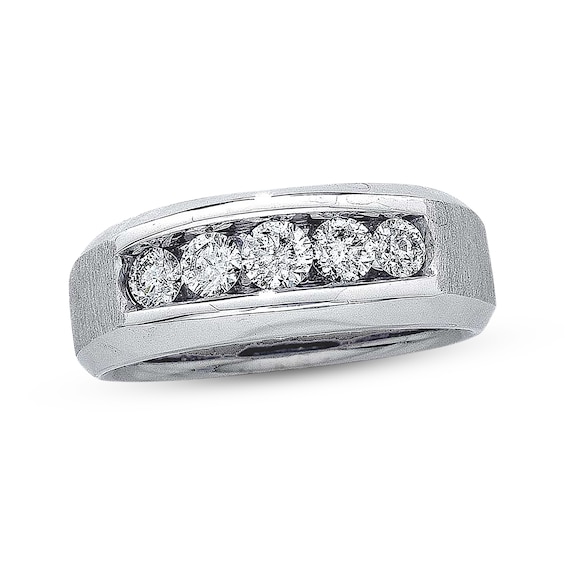 Previously Owned Men's Diamond Wedding Band 1 ct tw Round-cut 14K White Gold