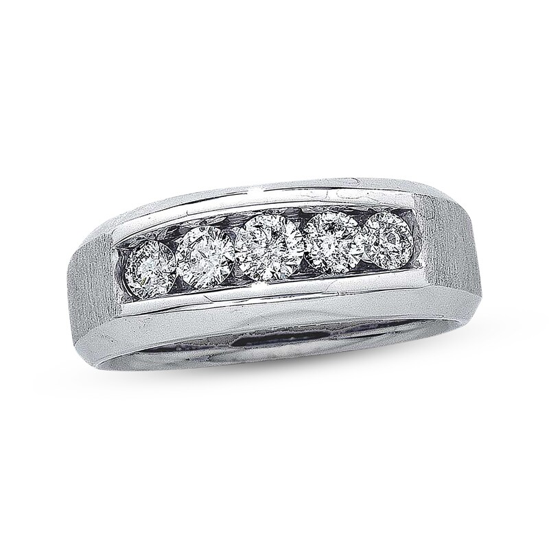 Main Image 1 of Previously Owned Men's Diamond Wedding Band 1 ct tw Round-cut 14K White Gold