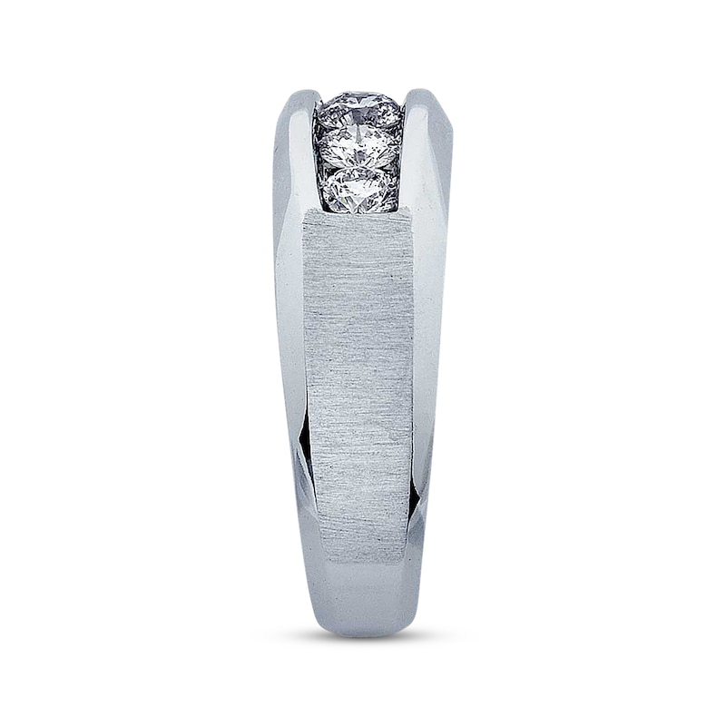 Main Image 3 of Previously Owned Men's Diamond Wedding Band 1 ct tw Round-cut 14K White Gold