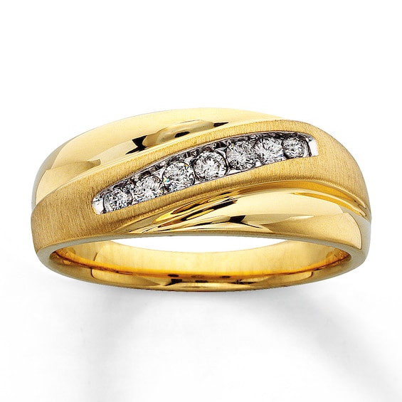 Previously Owned Men's Round-Cut Diamond Band 1/4 ct tw 14K Yellow Gold